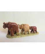 Vintage Hand Carved Soapstone Elephant Family on Base - £14.73 GBP