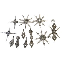 Christmas Ornament Set Snowflake Clear Bead &amp; Rhinestone Holiday Craft S... - £10.57 GBP