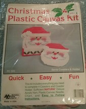 Christmas Plastic Canvas Kit Pc500 Santa Coasters&amp;Holder National Yarn C... - £18.95 GBP
