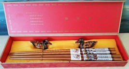 NEW China Chopsticks Beijing 2 Sets w/ box wood, wood chopsticks, duck h... - £7.03 GBP