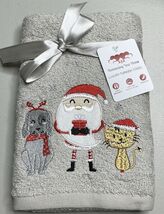 Kitchen Hand Towels Christmas SANTA DOG &amp; CAT Dish Towels Bar Towels 18”... - $9.45