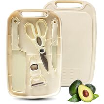 Space-Saving 5-Piece Kitchen Knife Set with Dishwasher Safe Cutting Board - $37.57