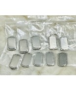 RECTANGLE RHINESTONE DOG TAGS FOR ENGRAVING CHARMS PENDANT SET OF 10 NEW - $26.89 CAD