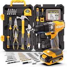 Complete Home And Garage Hand Tool Kit Set For Diy By Hi-Spec In Yellow 18V - $111.99