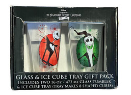 New Disney Nightmare Before Christmas Two 16oz Pilsner Glass Set & Ice Cube Tray - $21.30
