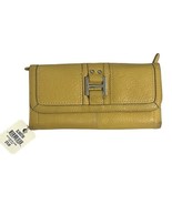 Fossil Yellow Leather Blackburn Checkbook Cover Flap Snap Trifold Wallet... - $397.92 MXN