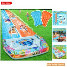 40FT Double Slip Water Slide for Kids and Adults Blue Extra Long Backyar... - $121.72