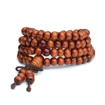 Stretch Wrap Mala Bracelet 108 6mm Brown Buddha Bead Wood Prayer Buddhis... - $4.95