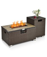 Outdoor Propane Fire Pit with Side Table Tank Holder in Brown PE Rattan - $11,472.71 MXN