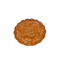 Temptations by tara Floral Lace 8 inch Salad Plate Orange White Scallope... - $12.99