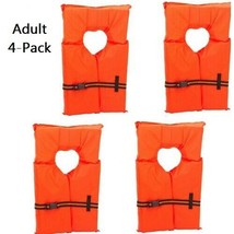 Life Jacket Vest Preserver 4 Pack Type II Orange Adult Fishing Boating U... - $39.57