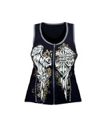 Fluer Wings and Fluer De Lis Black Tank Topwith Zipper and Studs - $3,207.58 MXN