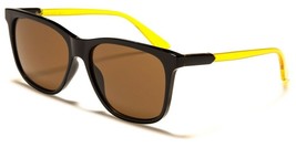 YELLOW BLACK FRAME BROWN LENS SUNGLASSES UNISEX RETRO SQUARE CLASSIC GSL... - £6.71 GBP