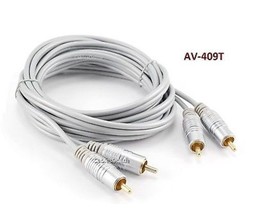 9Ft 2-Rca To 2-Rca Silver Male To Male Dj/Mixer/Stereo System Audio Cable - £16.44 GBP