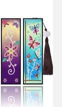 2pcs 5D DIY Colourful Butterfly and Flower Diamond Art Bookmarks by Numbers Kit  - £7.37 GBP