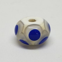 Handmade Artisan Lampwork Glass Bead White Blue Gray - £7.96 GBP