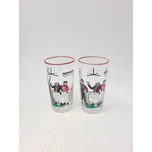 2 Vintage Pickwick Tumblers, Red Rim Highball Glasses, Libbey Gentleman ... - £26.95 GBP