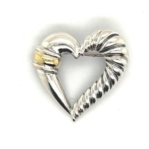 David Yurman Authentic Estate Heart Brooch Pin 14k Gold + Silver DY183 - £271.07 GBP