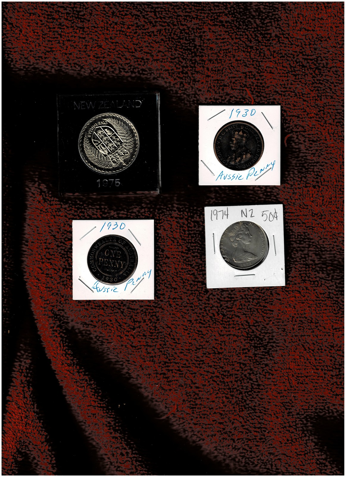 RARE AUSTRIALIAN/ NEW ZEALAND PERTH MINT COINS; 2 1930 PENNIES/1975 S.DO... - $24.99