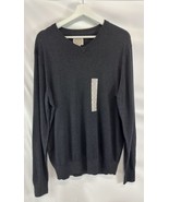 St. John&#39;s Bay Rich Black Long Sleeve V Neck Sweater Men&#39;s NEW M - $16.80