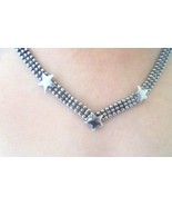 NECKLACE collier in STERLING silver 925 with 3 sterling beaded starnds a... - £31.46 GBP