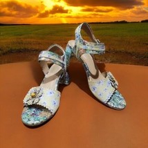 L&#39;Artiste Spring Step Stacked Heel Ankle Strap Sandals size EU 39 US 9 Floral - £66.17 GBP
