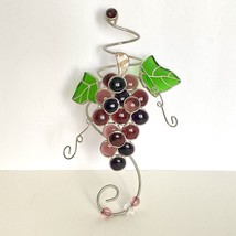 Wine Bottle Grape Bunch Stained Glass Wire Decoration For 750ml - £23.94 GBP