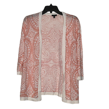 Talbots Petites Womens Open Sweater Size SP Pink White Floral Linen Cotton Blend - £20.09 GBP