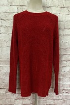 Apt. 9 Womens Sweater Pointelle Shine Crewneck Pullover Tango Red Shine ... - £22.68 GBP