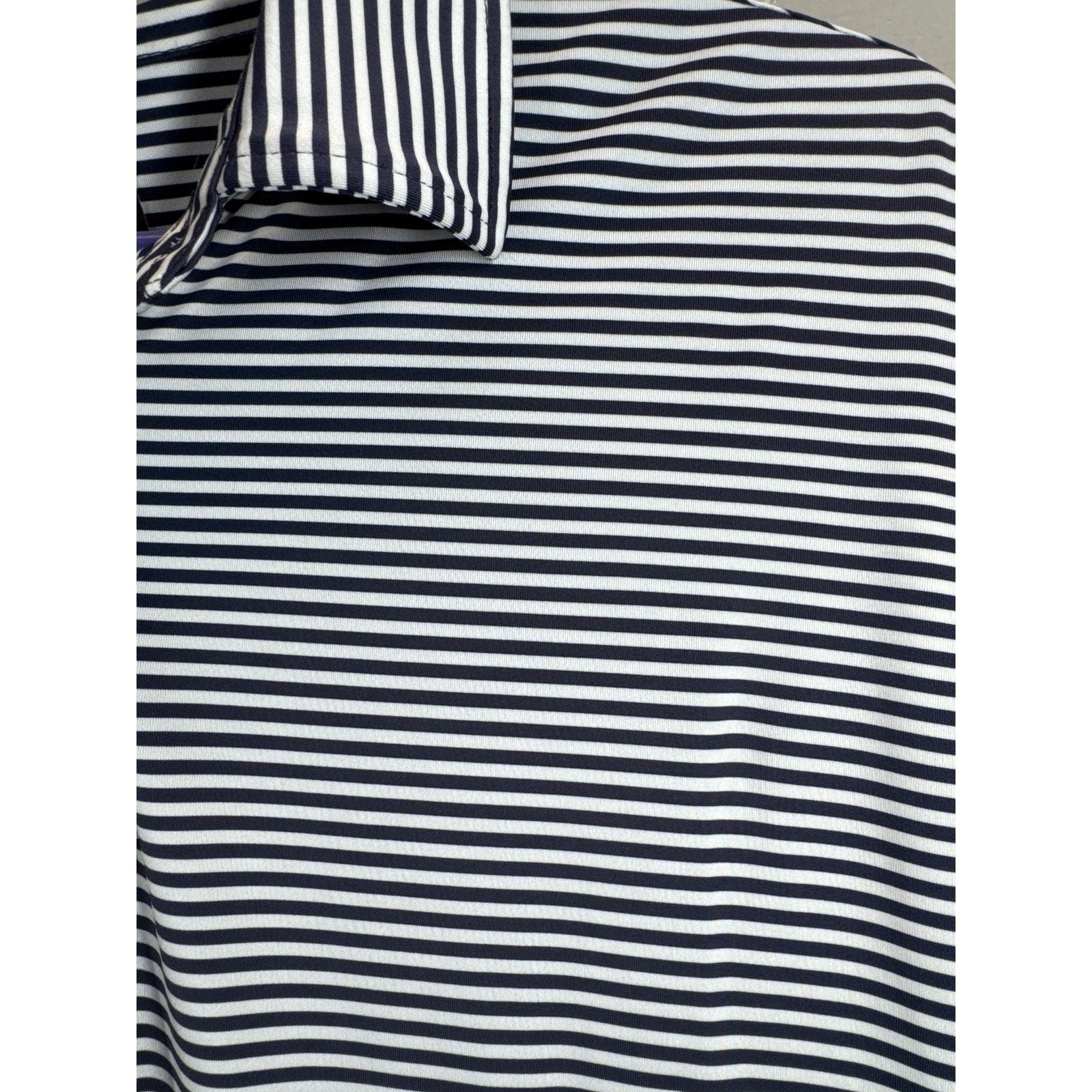 FootJoy Mens Polo Shirt Black White Striped Monochrome Short Sleeve Golf XL Item image 4