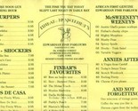 Finbar McSweeney&#39;s Restaurant Menu Capetown South Africa 1970 - $17.80