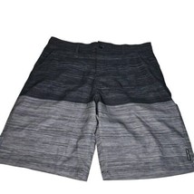 Pipeline Board Shorts Mens 38 Black Grey Striped Casual Swim Trunks Surf - £14.99 GBP