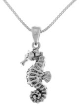 Jewelry Trends Nautical Seahorse Sterling Silver Pendant Necklace 18&quot; - £29.56 GBP