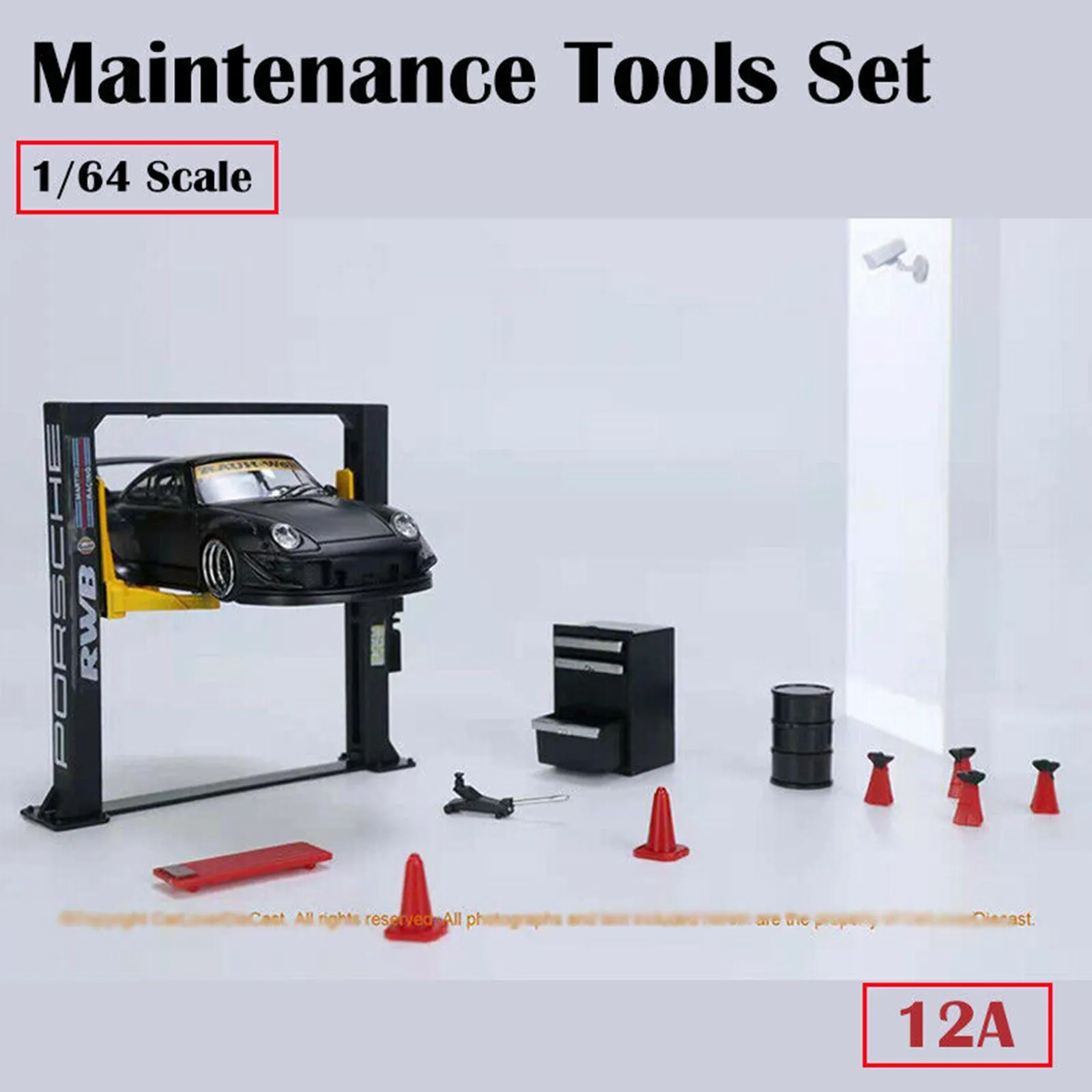 Play Diorama 1/64 Garage Maintenance Tools Set Alloy Die-Cast Model Car DisPlay  - £38.32 GBP