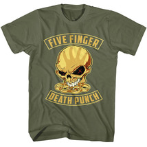 Five Finger Death Punch Gold Skull Men&#39;s T Shirt FFDP Heavy Metal Rock Band - £22.85 GBP+