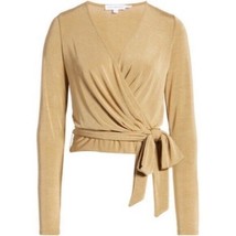 Good American Shimmer Wrap Top in Pale Gold Size 2 Medium NWT - £37.38 GBP