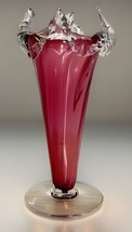 Gorgeous Victorian Vintage 6.5” Hand Blown Cranberry Optic Glass Vase. B13 - $75.69