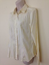 Talbots Womens sz 10 Yellow Stripe Button Front Fitted Blouse Shirt Top - $9.90