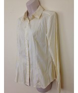 Talbots Womens sz 10 Yellow Stripe Button Front Fitted Blouse Shirt Top - £7.82 GBP