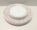7 pc Corelle Everyday Expressions Red Stitch Dinner Plates and Salad Plates - $16.78
