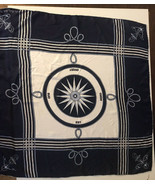 La Belle Creole Paris Blue White Compass Nautical Square Scarf 29&quot; - $23.85 CAD