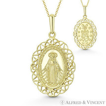 Holy Mother Mary Miraculous Medal Marian Cross 14k Yellow Gold 29mmx16mm Pendant - £161.95 GBP+