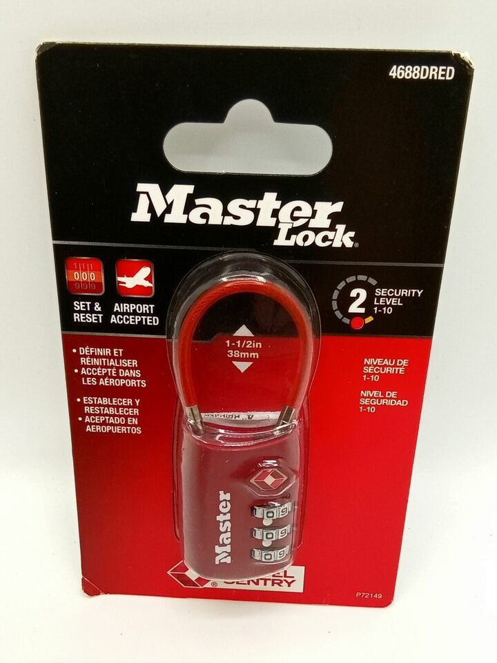 Master Lock 4688D Set Your Own Combination TSA Approved Luggage Lock (Red) - $12.19
