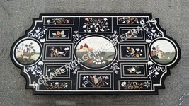 4&#39;x2&#39; Black Marble Dining Hallway Table Top Marquetry Bird Floral Inlay Art E832 - £1,187.50 GBP