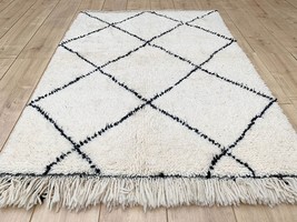 Moroccan Rug (150X107CM), Berber Rug, Natural Rug, Groove Rug, Handwoven Rug, Mo - £159.86 GBP