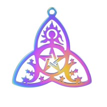 2 Celestial Triquetra Trinity Knot 1&quot; Inch Pendants Rainbow Ion Stainless Steel - £4.00 GBP