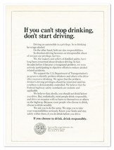 Print Ad Licensed Beverage Industry Don&#39;t Drink &amp; Drive 1972 Advertisement - $180.99 MXN