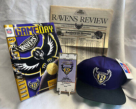 Baltimore Ravens Inaugural Game 1996 Memorial Stadium Program Paper &amp; Hat - £162.35 GBP