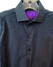 Curtis Chelsea Shirt Tailored Men Medium LS Button Up Black White Speckl... - $17.99