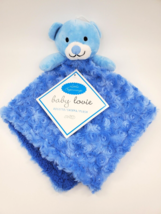 Little Beginnings Bear Baby Lovey &amp; Security Blanket Blue Rosette Sherpa  B16 - £19.65 GBP